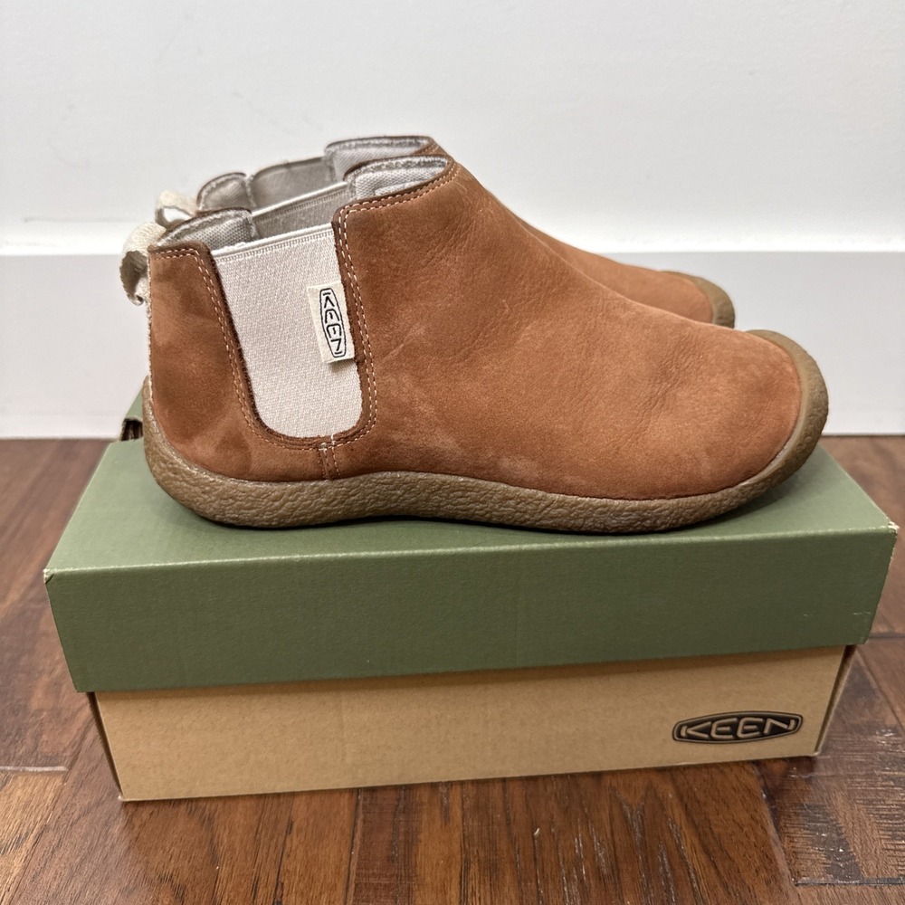 KEEN Mosey Chelsea Leather Pull On Boots Brown Flat Comfort Granola Women's 8 39